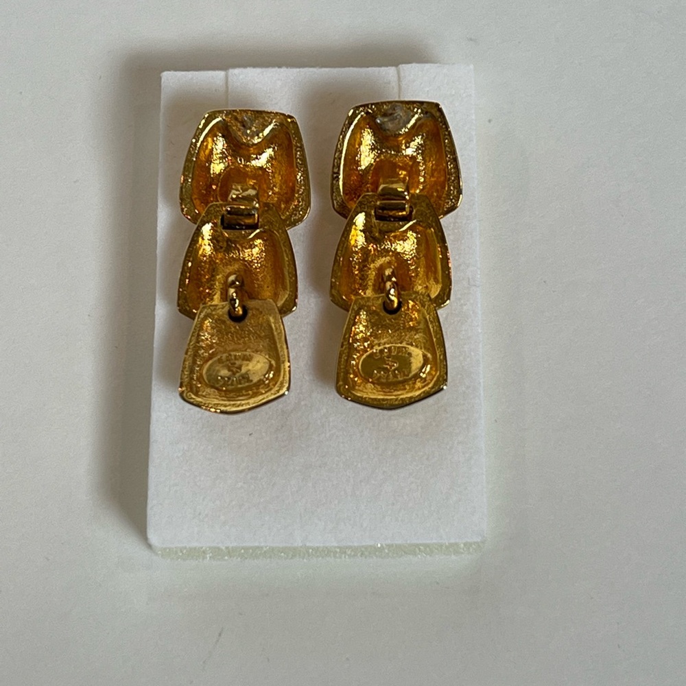 Vintage Erwin Pearl Gold Tone Dangling Earrings. - Picture 4 of 4